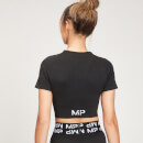 MP Curve 曲線系列 女士短版短袖 T 恤 - 黑 - L