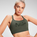 Дамски спортен сутиен с кръстосани презрамки на гърба на MP - тъмно зелено - XXS