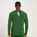 MP Training 樸質系列 線性圖樣男士長袖 T 恤 - 深綠 - XXS