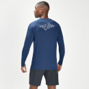 MP Мъжка спортна тениска с дълъг ръкав със знак и текст Infinity - тъмно синя - XXS