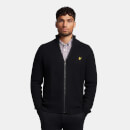 Knitted RIB Zip Through Cardigan - Jet Black