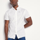 Camisa Manga Corta con Logo en Contraste - Blanco