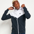 11 Degrees Men's Cut And Sew Track Top With Hood - Navy/White