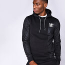 11 Degrees Eclipse Cut And Sew Mixed Fabric Pullover Hoodie – Black