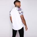 11 Degrees Printed Sleeve Purple Floral T-Shirt – White