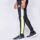 11 Degrees Cut And Sew Colour Block Poly Track Pants – Black / Neon Lime / White