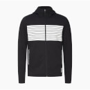 11 Degrees Cut And Sew Printed Stripe Full Zip Track Top With Hood – Black