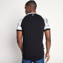Men's Floral Print Raglan Rib T-Shirt Muscle Fit – Black/White