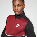Men's Cut And Sew Rib Panel Full Zip Funnel Neck Sweatshirt – Black/Red/White