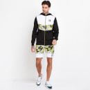 11 Degrees Floral Chevron Cut And Sew Full Zip Poly Track Top With Hood – Black / White / Yellow
