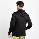 Men's Floral Chevron Cut And Sew Full Zip Poly Track Top With Hood – Black/White/Yellow