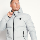 Large Panelled Puffer Jacket – Silver