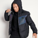 11 Degrees Large Panelled Cut And Sew Puffer Jacket – Black / Iridescent