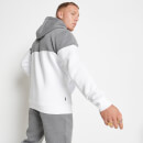 Colour Block Pullover Hoodie – White/Charcoal Marl
