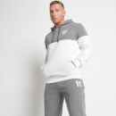 11 Degrees Colour Block Pullover Hoodie – White / Charcoal Marl