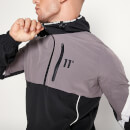 11 Degrees Cut And Sew Quarter Zip Shell Track Top With Hood – Black / Anthracite / White