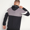 Cut And Sew Quarter Zip Shell Track Top With Hood – Black / Anthracite / White