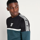 11 Degrees Mixed Fabric Taped Sweatshirt – Darkest Spruce Green / Black / White