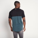 Camiseta con Paneles en Contraste y Detalle de Cinta - Negro / Verde Oscuro / Gris Claro
