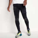 11 Degrees Sustainable Distressed Jeans Skinny Fit – Jet Black Wash