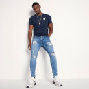 Sustainable Distressed Jeans Skinny Fit – Mid Blue Wash