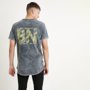 11 Degrees Ben Nicky Oversized T-Shirt – Black Acid Wash / Lime Green