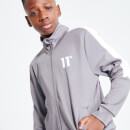 11 Degrees Junior Cut And Sew Funnel Neck Tracksuit – Steel / White