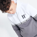 Junior Cut And Sew Quarter Zip Pullover Hoodie – Steel/White