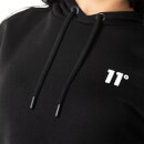 Women's Branded Taped Cropped Pullover Hoodie – Black