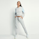Women's Cropped Panel Pullover Hoodie – Grey Marl/Powder Blue/Whit