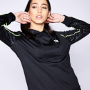 Women's Animal Print Contrast Poly Track Top With Hood – Black