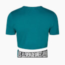 Elastisch Cropped-Passform T-Shirt – Dunkelgrün