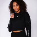 11 Degrees Womens Piping Detail Cropped Hoodie – Black