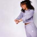 Women's Cropped Ruched Sleeve Hoodie – Lavender Grey