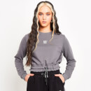 11 Degrees Womens Paperbag Waist Cropped Sweatshirt – Shadow Grey