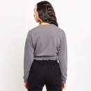 11 Degrees Womens Paperbag Waist Cropped Sweatshirt – Shadow Grey