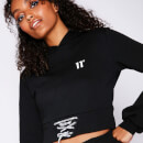 Women's Lace Up Cropped Hoodie – Black