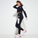Women's Piped Panel Joggers – Black/White/Grey Marl/Pink