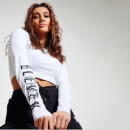 Women's Cropped Long Sleeve Graphic T-Shirt – White