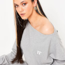 11 Degrees Womens Sustainable Batwing Rib Lounge Sweatshirt – Grey Marl