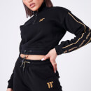 Taped Quarter Zip Cropped Sweatshirt – Black/Gold