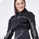 Cropped Graphic Pullover Hoodie – Black