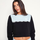 Crop-Sweatshirt mit Einsatz – schwarz/hellblau