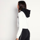 Cropped Cut And Sew Pullover Hoodie – White/Black