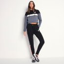 Women's Taped Cut And Sew Cropped Pullover Hoodie – Steel/Black