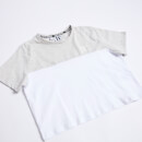 Women's Cut And Sew Cropped T-Shirt – Grey Marl/White