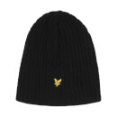 Knitted Ribbed Beanie - True Black