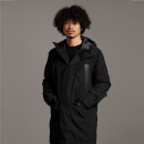 Black Eagle Longline Fabric Mix Coat - Jet Black