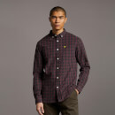 Men's Check Poplin Shirt - Jet Black/Burgundy