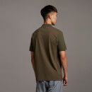 Contrast Sleeve Men's Zip Neck Polo Shirt - Olive